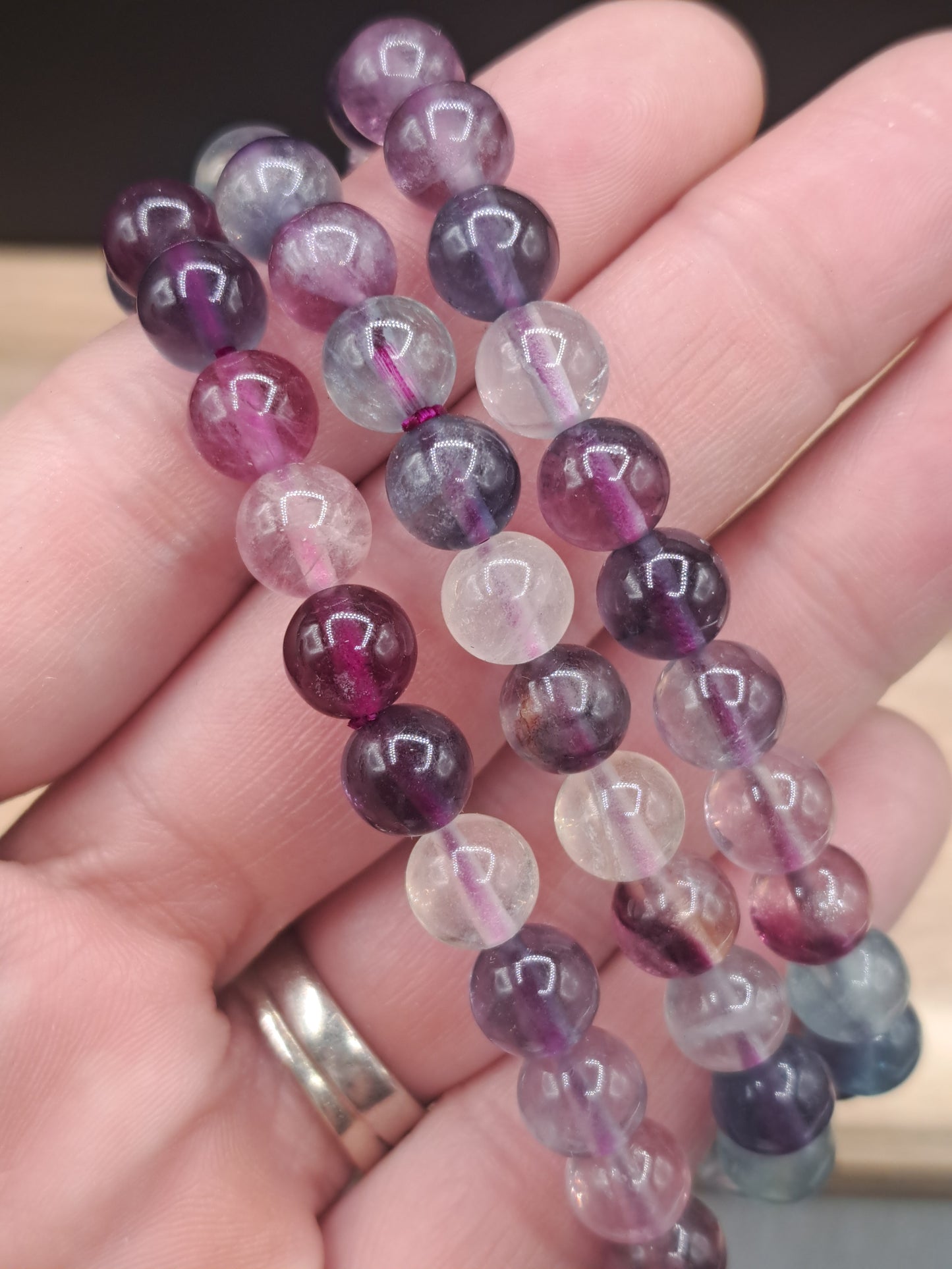 Rainbow Fluorite 8mm Crystal Bead Bracelet