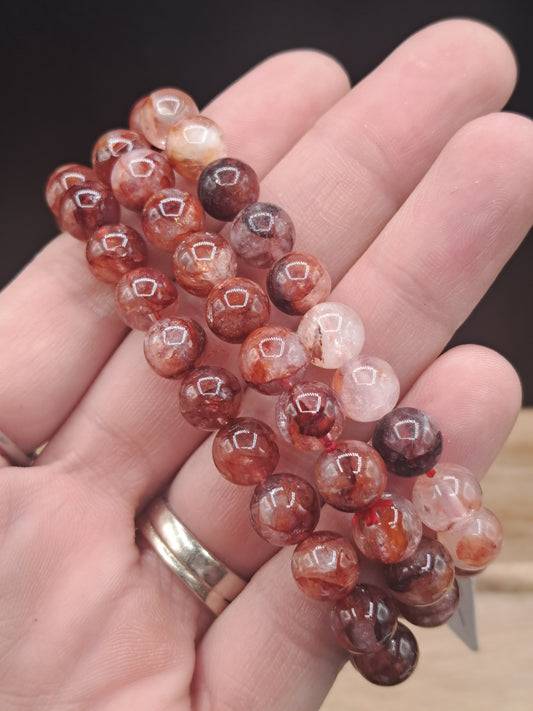 Fire Quartz (Red Hematoid) 8mm Crystal Bead Bracelet