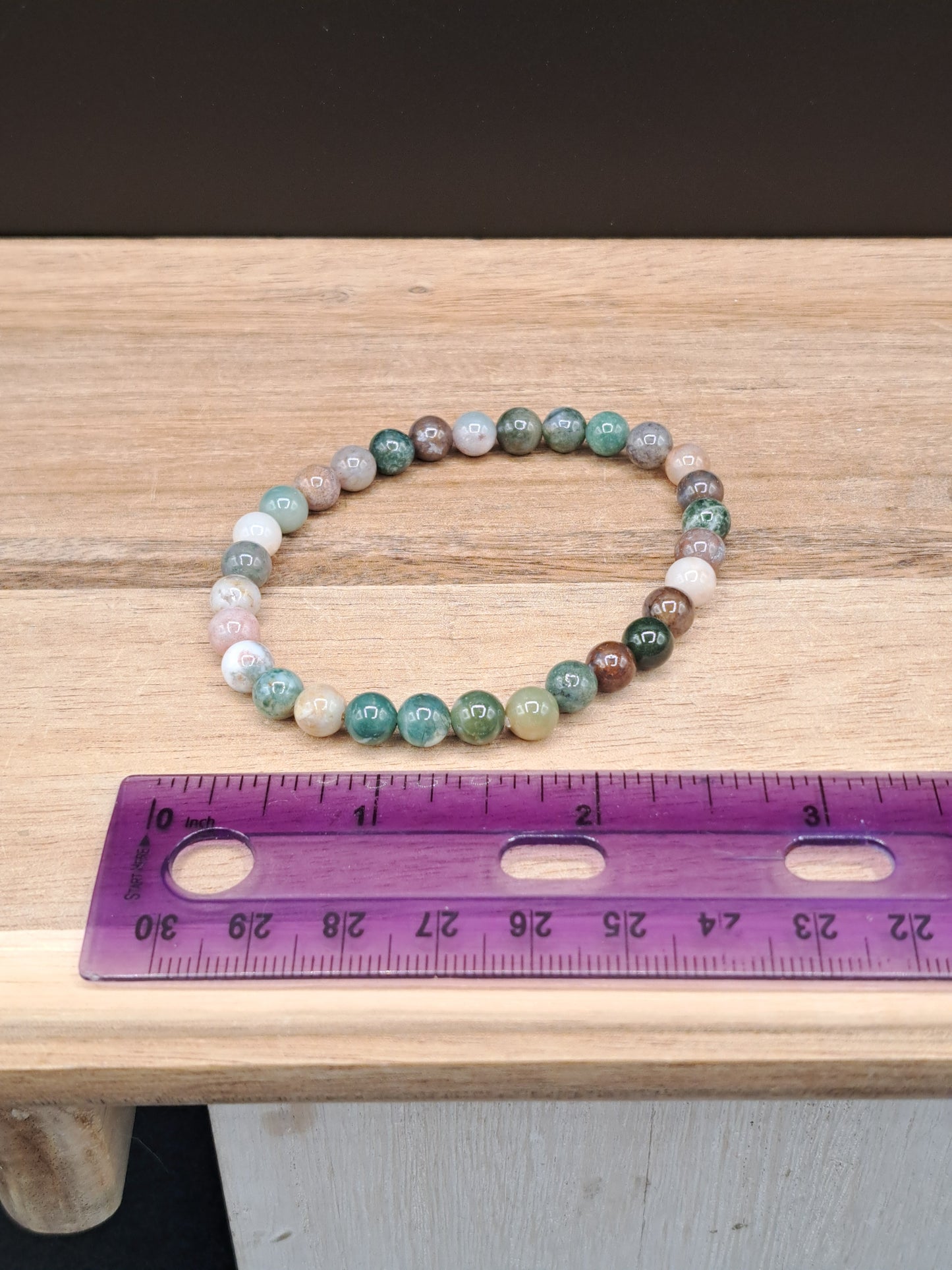 Fancy Jasper 6mm Crystal Bead Bracelet