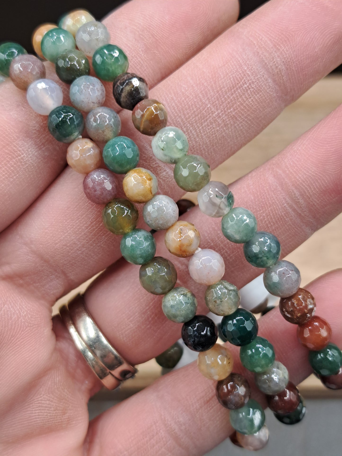 Fancy Jasper Faceted 6mm Crystal Bead Bracelet