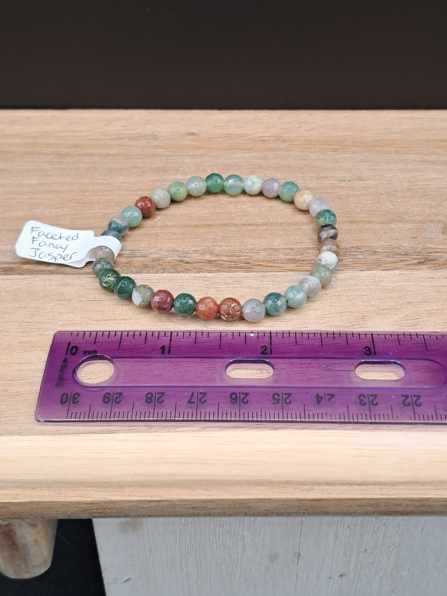 Fancy Jasper Faceted 6mm Crystal Bead Bracelet