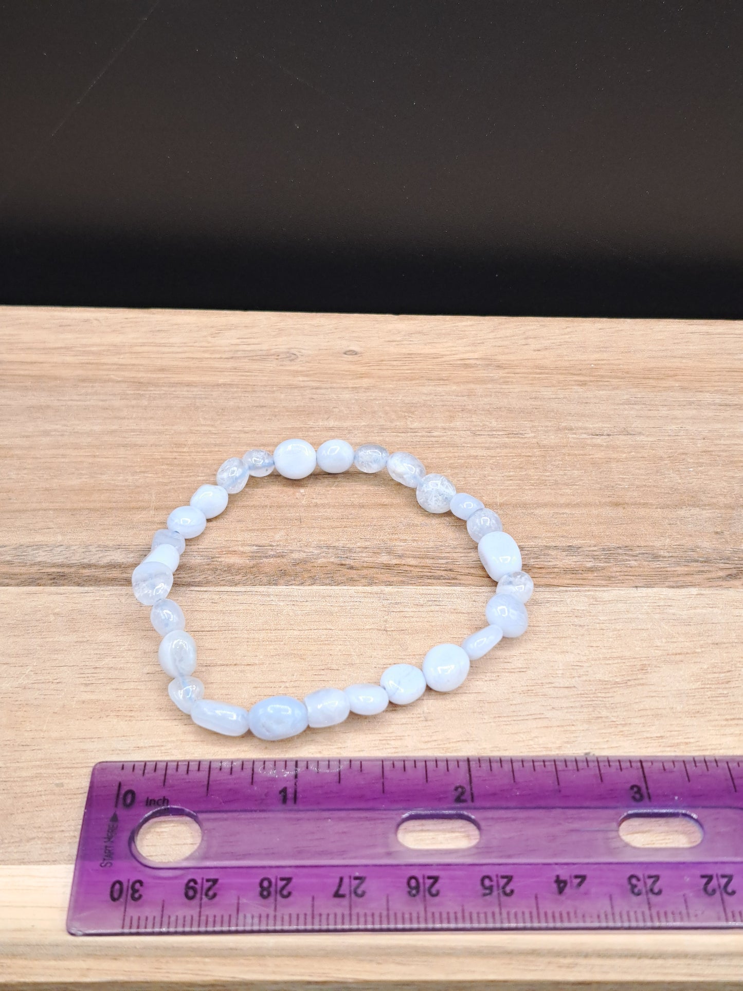 Blue Lace Chalcedony 7mm Crystal Bead Bracelet