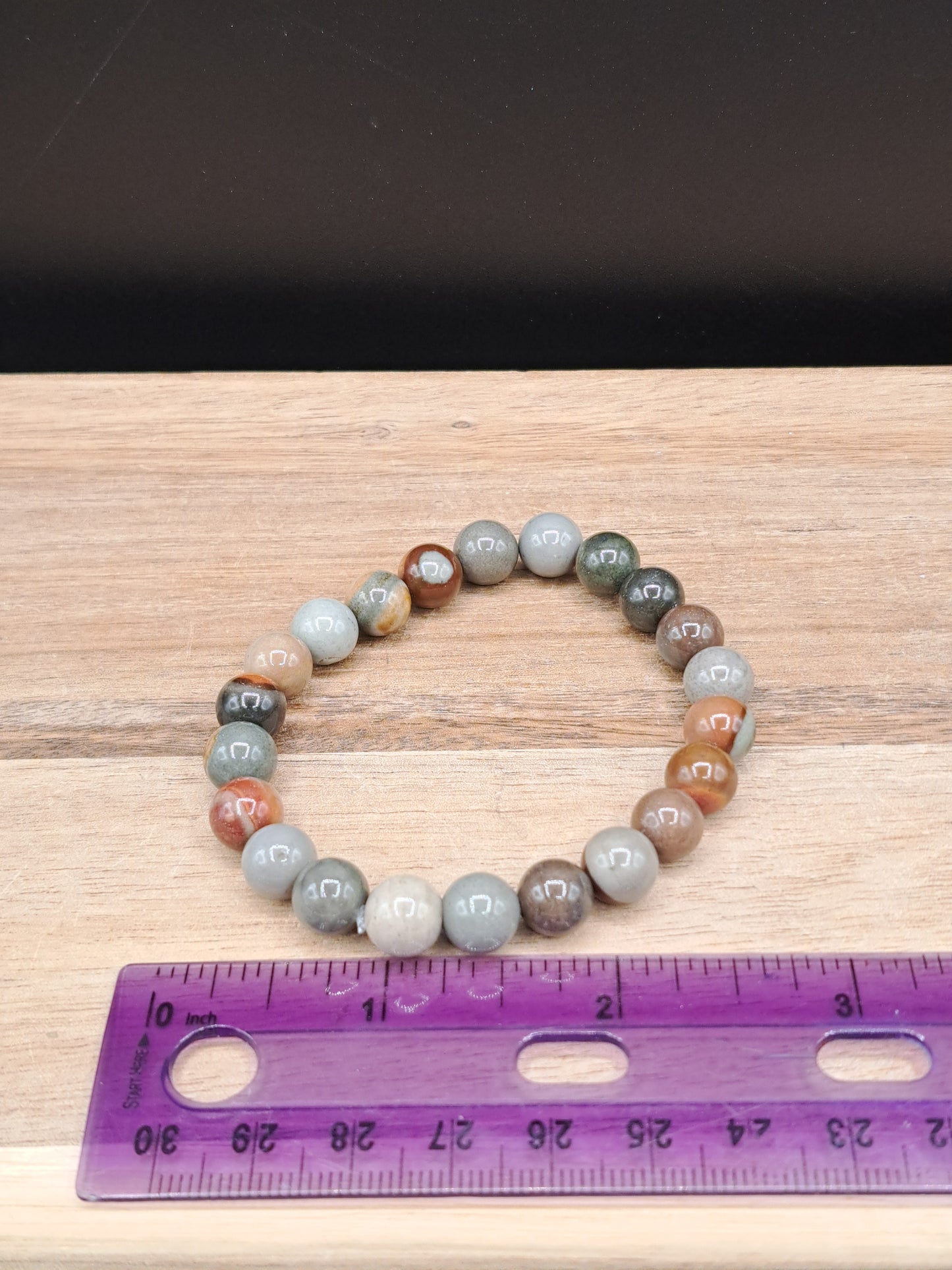 Polychrome Jasper 8mm Crystal Bead Bracelet