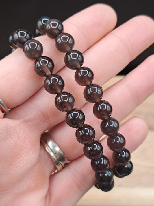 Smoky Quartz 8mm Crystal Bead Bracelet