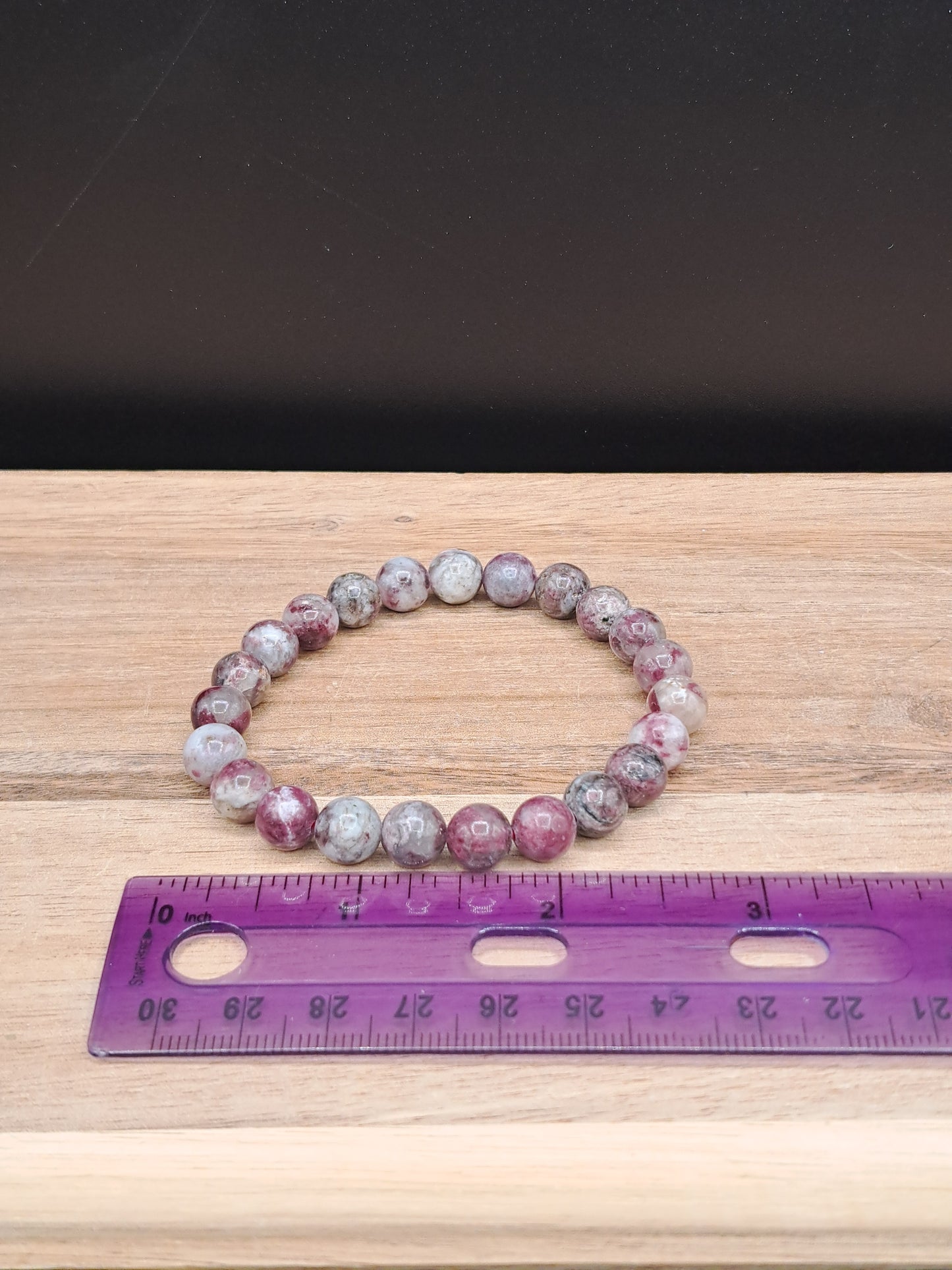 Plum Tourmaline 8mm Crystal Bead Bracelet