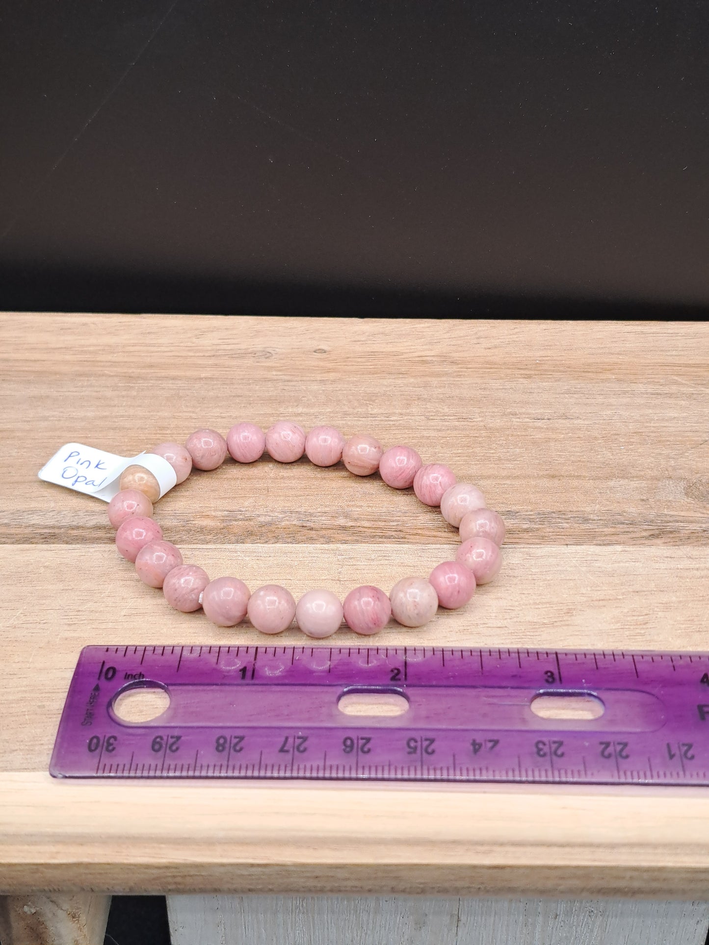 Pink Opal 8mm Crystal Bead Bracelet