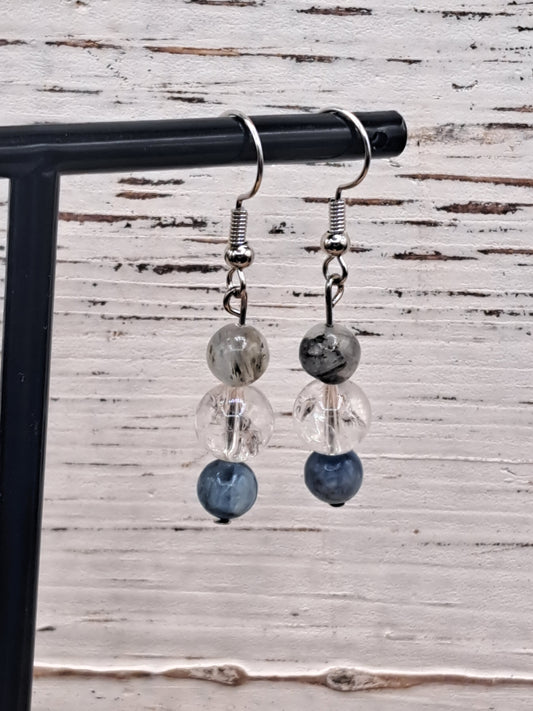 Blue Kyanite and Clear Quartz Crystal Bead Earrings - You Choose