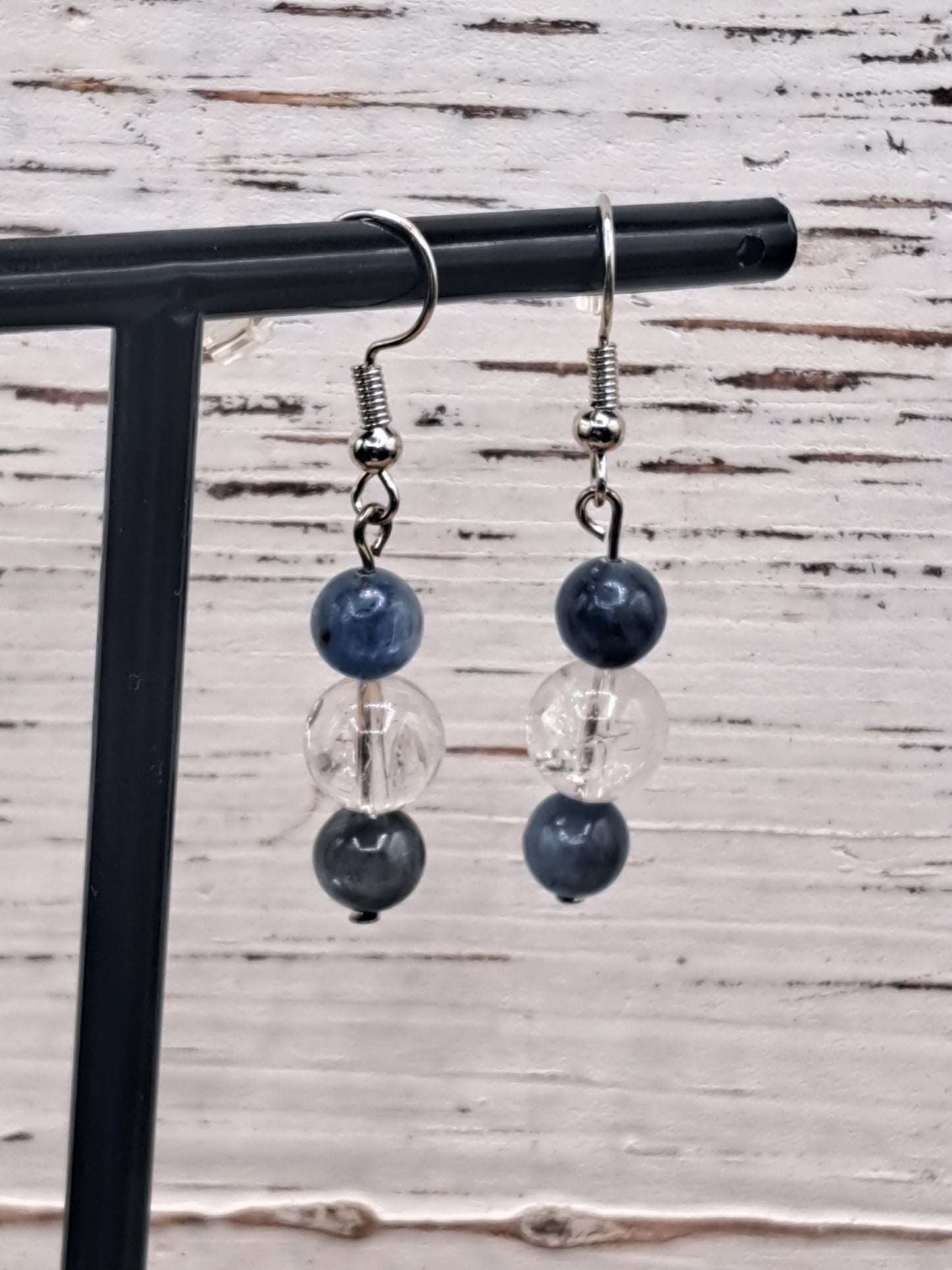 Blue Kyanite and Clear Quartz Crystal Bead Earrings - You Choose