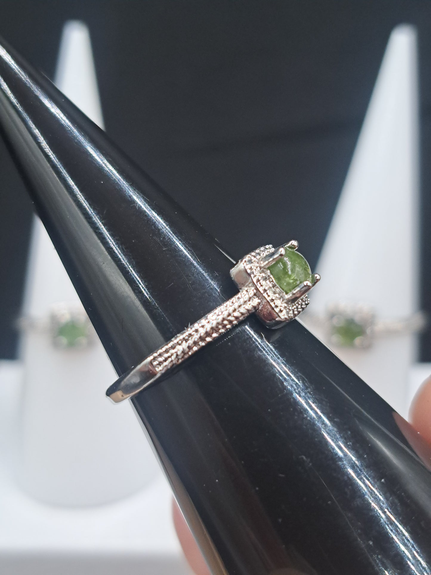 Peridot Crystal Adjustable Size Ring