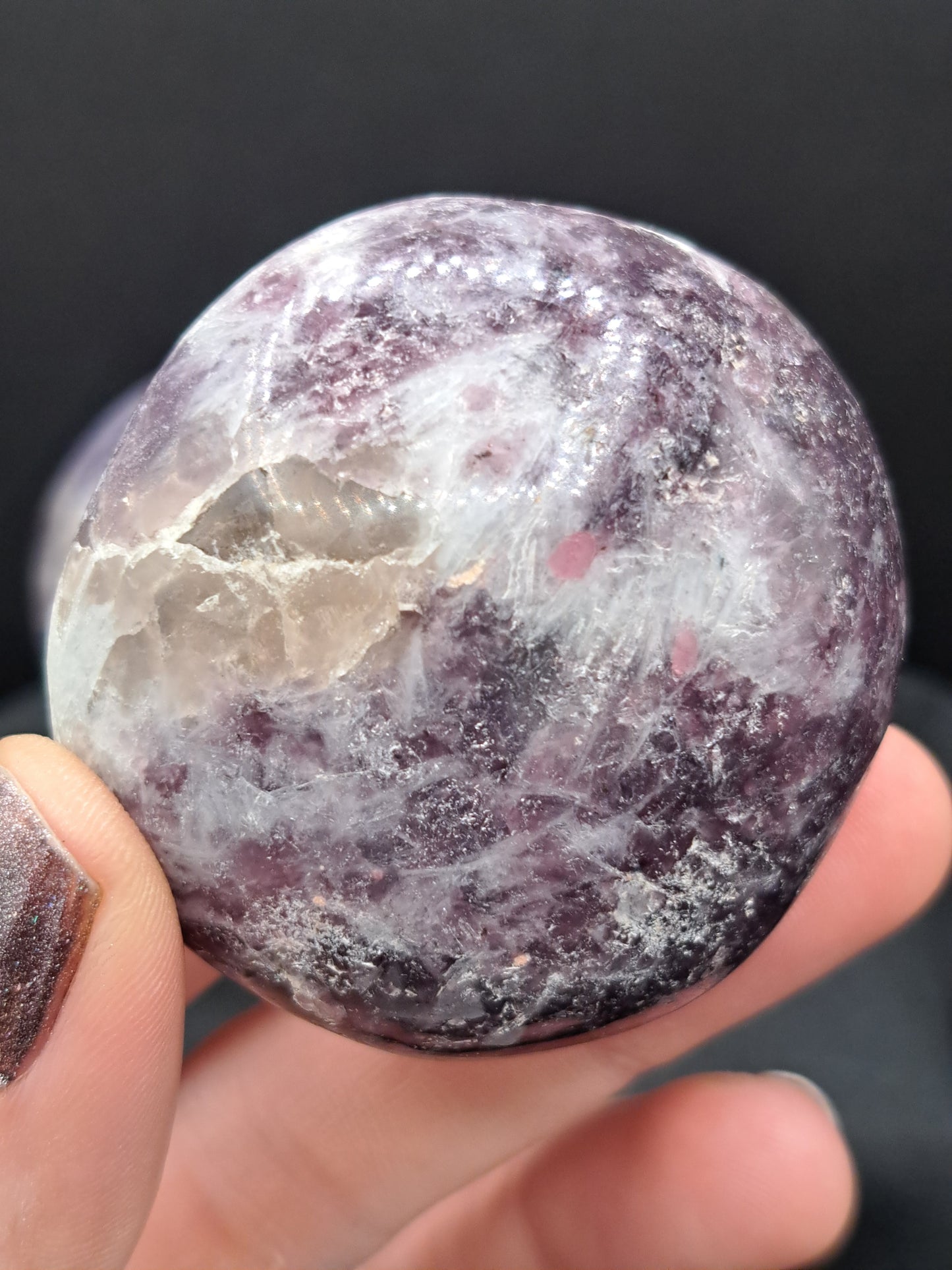 Lepidolite Palm Stone - Intuitively Chosen