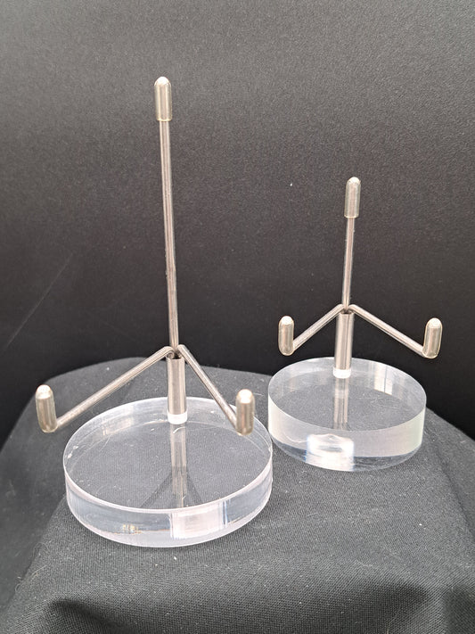 Acrylic Display Stand Round Base With Silver - Choose Size